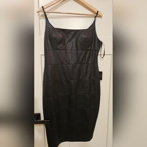 Bebe Printed Faux Leather Midi Dress